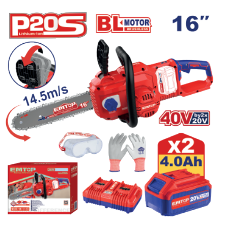 EcoSaw Pro 20V Lithium-Ion Cordless Chainsaw, Ergonomic Design, Fast Cutting, Long Battery Life